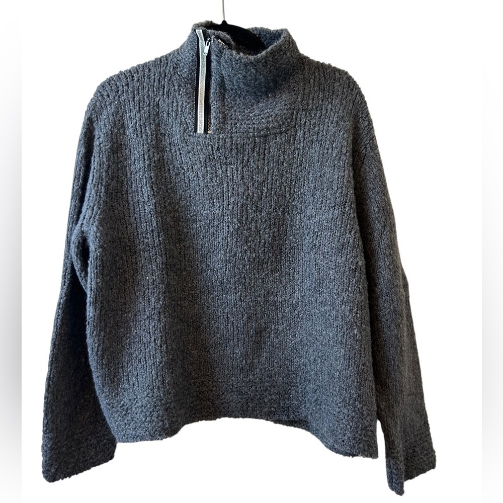 AMS Pure Zippered High Neck Wool Knit Sweater - Picture 4 of 15